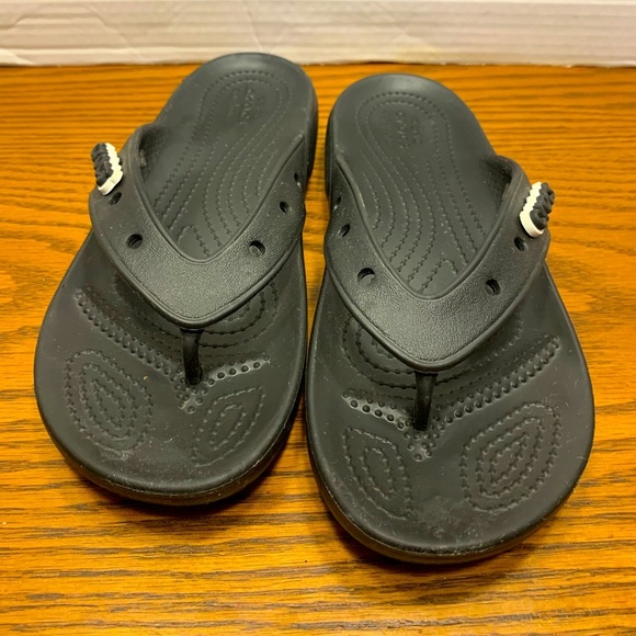 Crocs iconic comfort, flip-flops, black unisex, men’s 4 women’s 6 - Picture 1 of 9